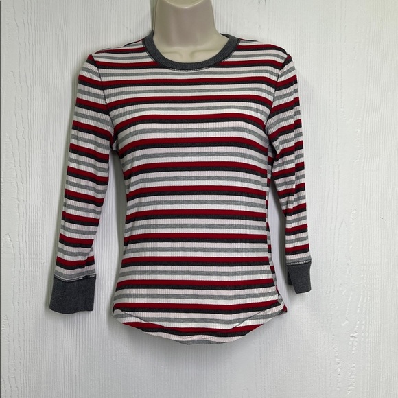 Free People - Good On You Striped Thermal Rose Quarter Sleeve Top Size Small - Picture 2 of 10